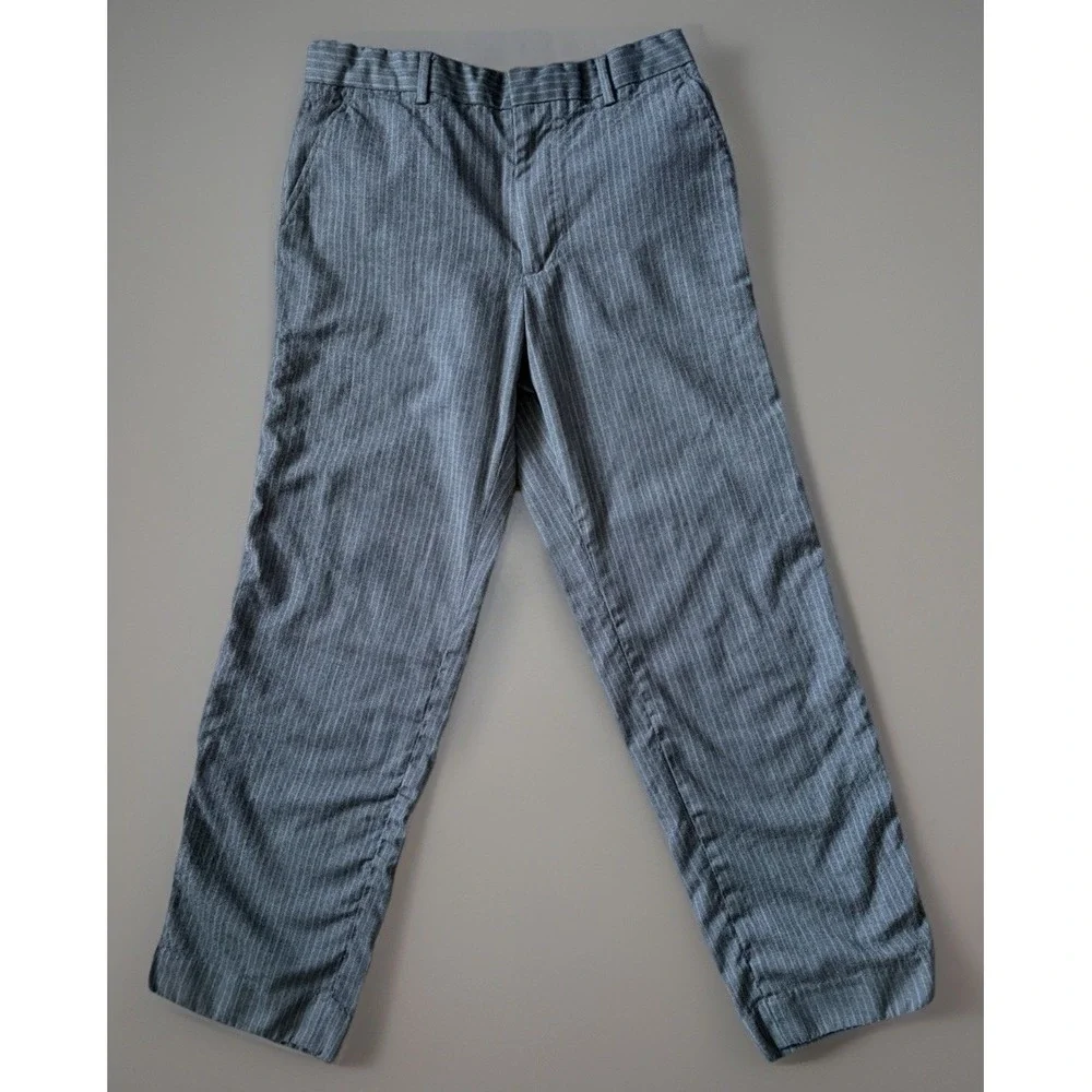 Banana Republic Chino Pants Trousers Modern Fit Gray Pinstripe Wool 33x32 JBHS